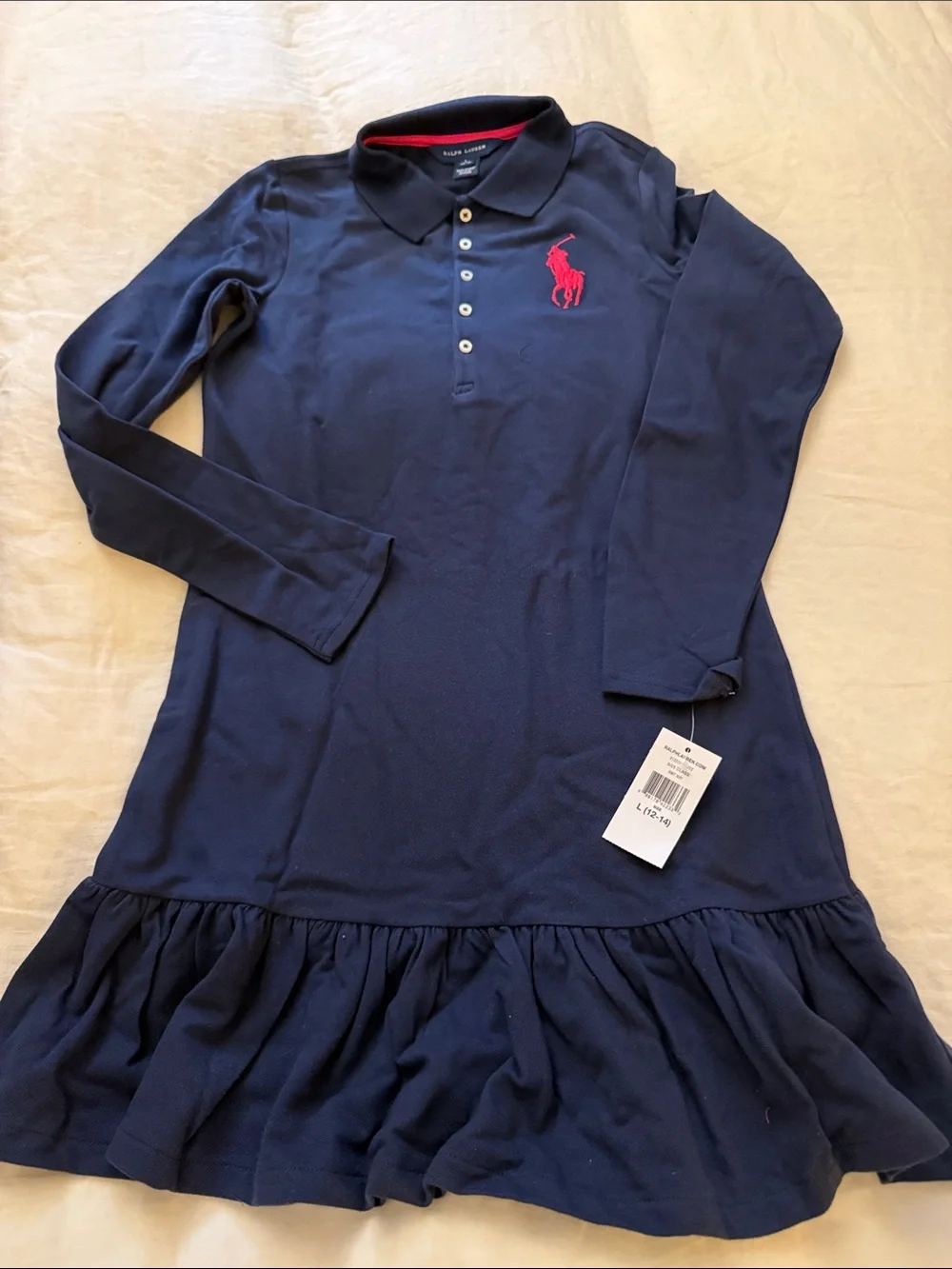 Ralph Lauren NWT Navy Cotton Knit Polo Dress size 12-14